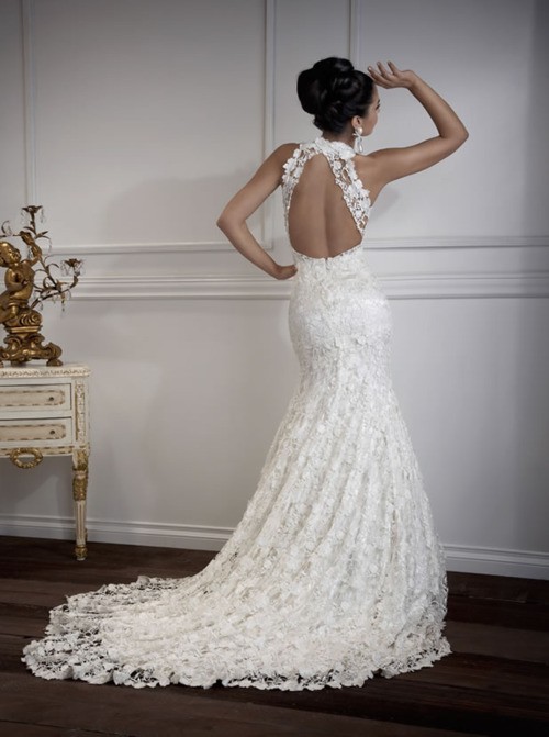 Wedding - Sexy Open Back French Lace Wedding Dresses 