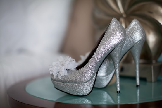 Wedding - Silver Sparkly Wedding Shoes ♥ Glitter Bridal Shoes 