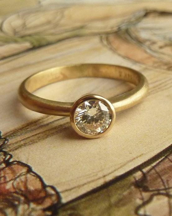 Mariage - Moderne anneau de mariage de diamant parfait ♥ Bague à diamant solitaire