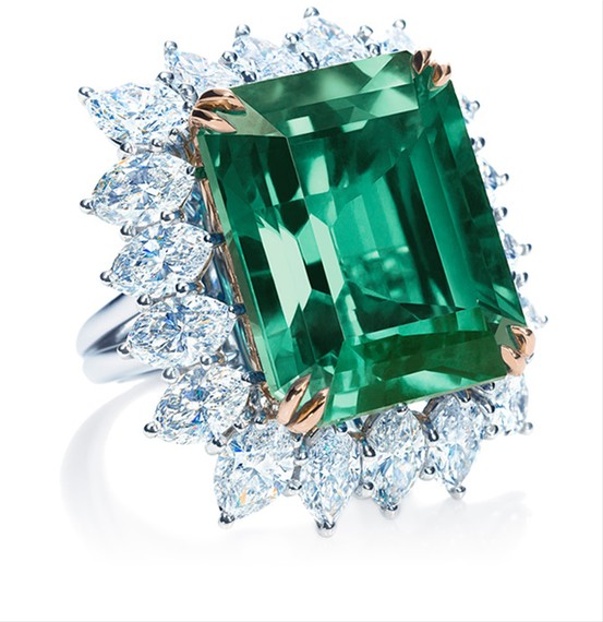 Mariage - Emeraude et Diamant Bague de luxe ♥ Superbe Harry Winston Diamond Ring
