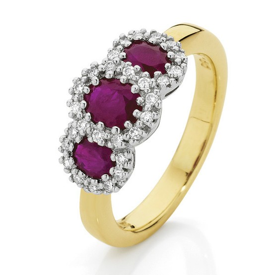 Wedding - Ruby and Diamond Dress Ring ♥ Gorgeous Gold Ring 