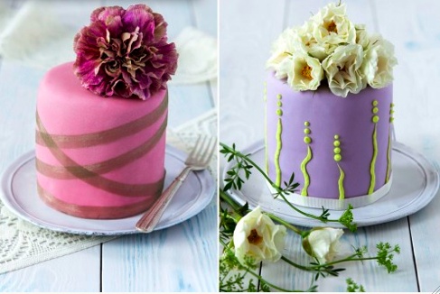 Wedding - Colorful One Tiered Fondant Weddig Cake 