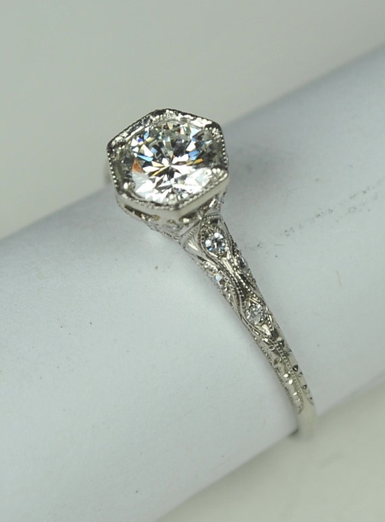 wedding rings antiqued with diamonds