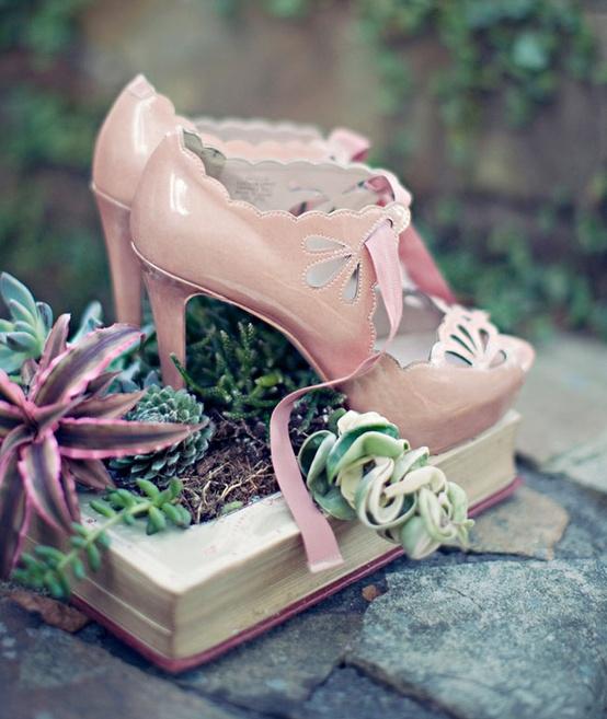 زفاف - أنيقة أحذية الزفاف خمر عالية الكعب