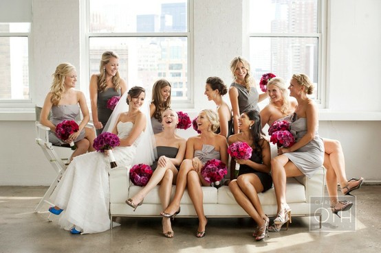 Wedding - Gray Bridesmaids Dresses ♥ Happy Bridesmaids Photos 
