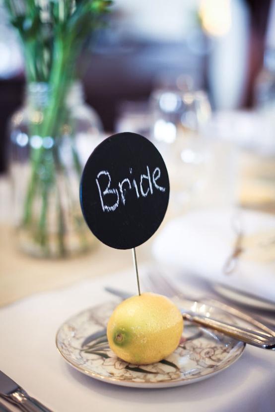 Wedding - Lemon Wedding Table Number Card 