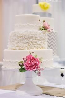 wedding photo - White Ruffly 3-Tier Wedding Cake by The Sweet Side 