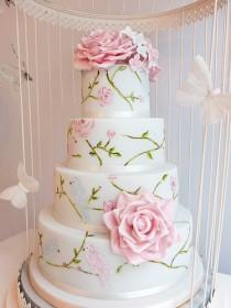 wedding photo - Handbemalte Kuchen in einem Vogelkäfig