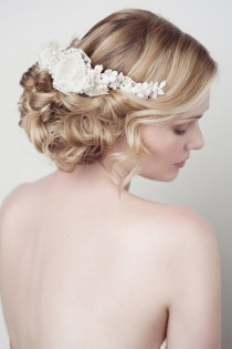 wedding photo - Celeste Headdress- Wedding Headpiece, Bridal Lace Headpiece, Crown, Pearls, Crystals