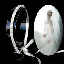 wedding photo - Beautiful Bridal Faux Pearl Headband Wedding Lace Headpiece Hair Accessory