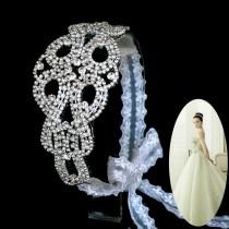 wedding photo - Wedding Bridal Crown Rhinestone Headpiece Romantic Lace Headband
