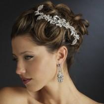 wedding photo - Dazzling Rhinestone And Crystal Leaf Bridal Wedding Side Comb
