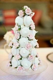 wedding photo - Elegant meringue tower ivory wedding cake