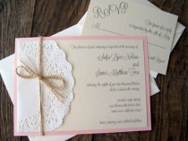 wedding photo - Invitation de fête de napperon de dentelle vintage de mariage Invitation de bébé