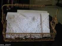wedding photo - 10" Inch White Square Wedding Lace Victorian Flower Basket Bow 25 Pc Envelopes