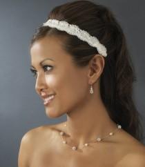 wedding photo - NWT Beaded Bridal Wedding Headband With Crystals, Bugle Beads And Pearls