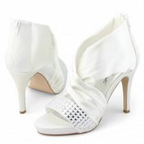 wedding photo - Fashion Ladies Jewel Dress Heel Sandals Stilettos Bridesmaid Zipper Bridal Shoes