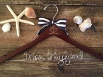 wedding photo - ANCHOR Wedding Hanger / Nautical Bridal Hanger / Beach Bride Hanger / Nautical Wedding / Personalized Wedding Dress Hanger / Engraved Hanger - New