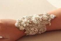 wedding photo - Wedding bracelet beaded on fabric