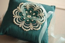 wedding photo - Wedding Ring Pillow - NU Teal (Made to Order) - New