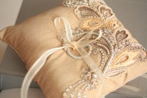 wedding photo - Wedding Ring Pillow - Nico Champagne (Made to Order) - New