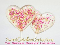 wedding photo -  Pink and Gold Heart Valentine's Day Lollipops
