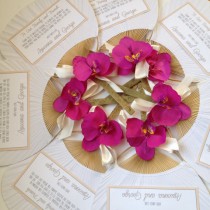 wedding photo -  Paddle Fan with Orchid, White Paddle Fan