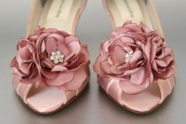 wedding photo -  Antique Pink Wedding Shoes with Matching Flower
