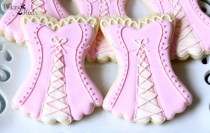 wedding photo - Corset Decorated Cookie Favors, Bridal Shower Corset Cookies, Lingerie Cookies, Risque Cookies - New