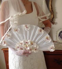 wedding photo - Wedding Fan Bouquet - Bridal Fan Bouquet - White Bridal Bouquet - Silk Bouquet - Fabric Bouquet - Wedding Accessories - Bridal Accessories - New