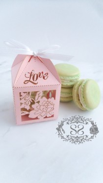 wedding photo - Wedding Favors Macaron Favor Wedding Love Favor Box and (2) French Macaroons - New