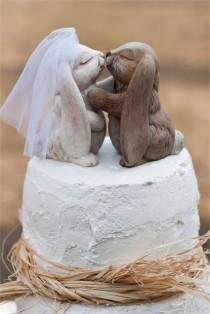 wedding photo - Rabbit Themed Cute Cake Topper
