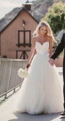 wedding photo - Straps  Neck Long Wedding Dress