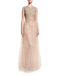 wedding photo - Embellished Sleeveless A-Line Gown, Gold