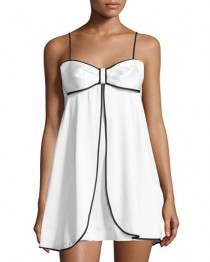 bow-front satin chemise, white/black wedding photo - bow-front satin chemise, white/black