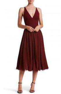 Dress the Population Alicia Mixed Media Midi Dress wedding photo - Dress the Population Alicia Mixed Media Midi Dress