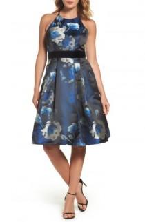 Eliza J Jacquard Fit & Flare Dress wedding photo - Eliza J Jacquard Fit & Flare Dress