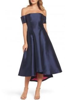 Eliza J Off the Shoulder High/Low Gown wedding photo - Eliza J Off the Shoulder High/Low Gown