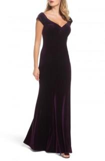 La Femme Sweetheart Rhinestone Velvet Gown wedding photo - La Femme Sweetheart Rhinestone Velvet Gown