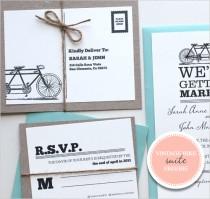 wedding photo - Vintage Bike Wedding Invitation