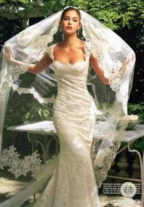 wedding photo - Lace Wedding Dress und Mantilla Veil