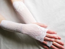 wedding photo - Lace fingerless lange Handschuhe