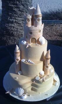 wedding photo -  Epic sandcastle wedding cake