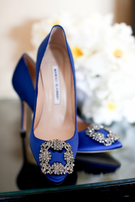 Bride Or Bridesmaids Wedding Shoes ♥ Blue Manolo Blahnik Satin Evening ...