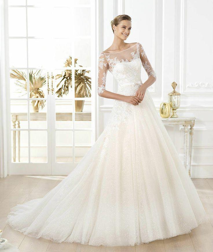 2014 New White/Ivory Half-sleeve A-line Wedding Dress Size 4 6 8 10 12 ...