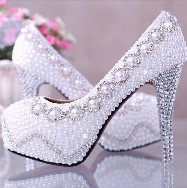 Wedding Nail Designs - Amazing White Pearl Wedding Shoes #2058960 ...