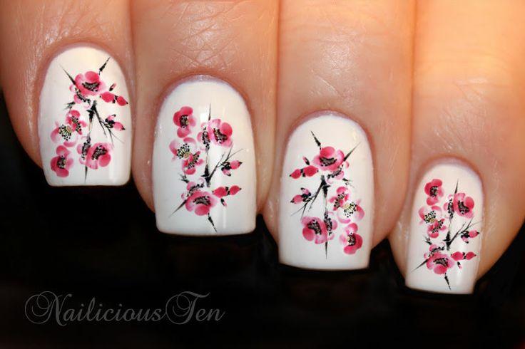 Cherry Blossom Nail Art Water Transfer Japan Decal 21pcs #2062822 ...