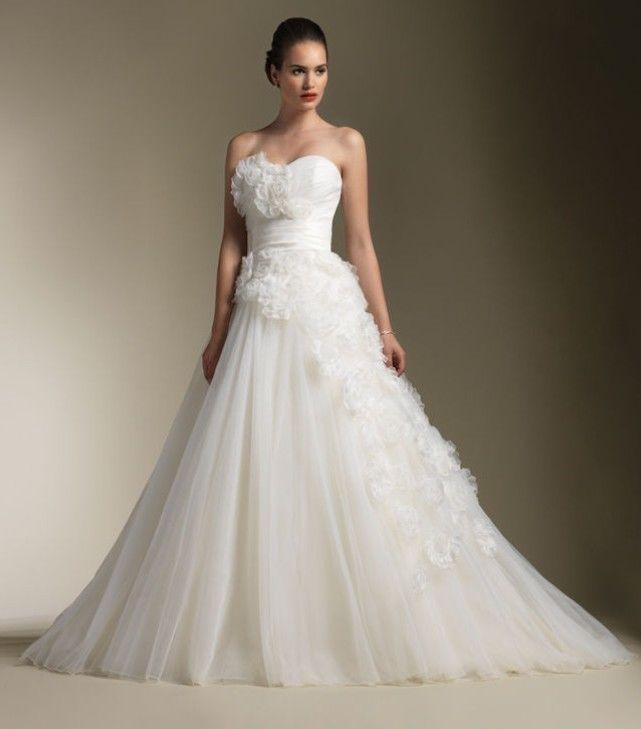 New Flowers White/ivory Organza Wedding Dress Custom Size 2-4-6-8-10-12 ...