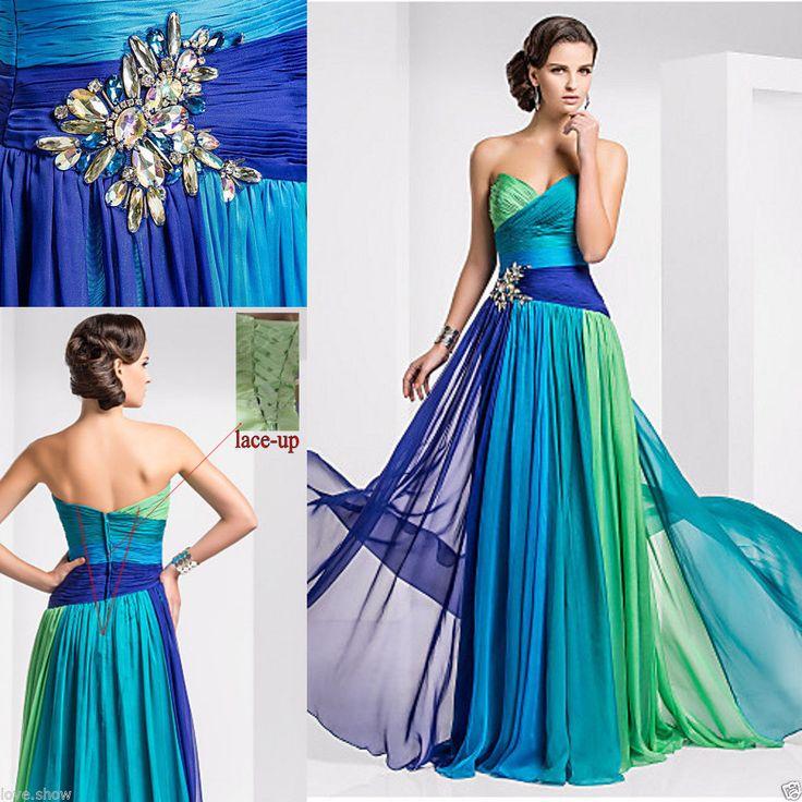 New Long Chiffon Bridesmaid Formal Gown Ball Party Cocktail Evening ...